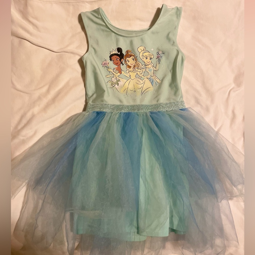 COPY - Mint and teal Disney princess tulle sleeve tank top dress, size 5T